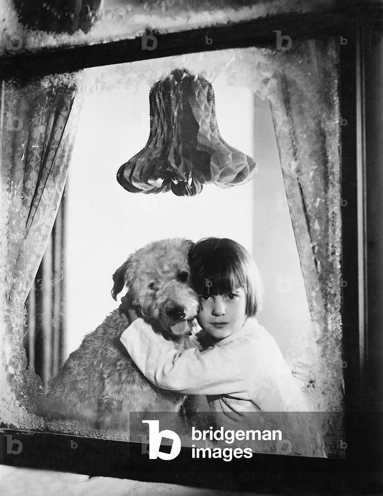 Robert Coogan with dog (b/w photo)