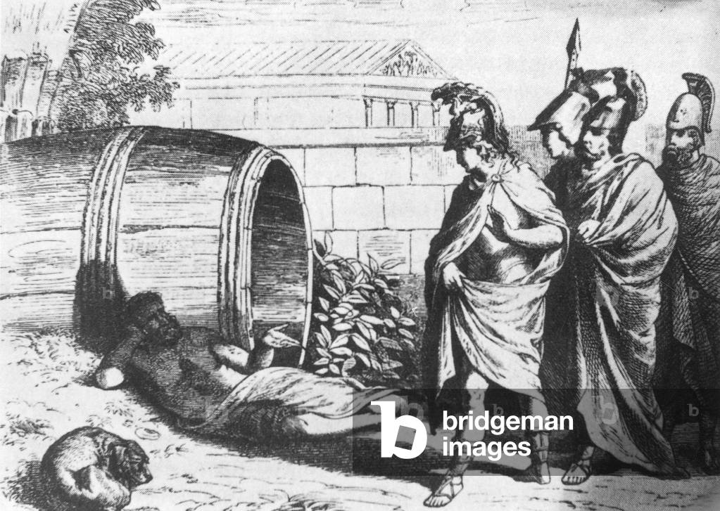 Alexander the Great and Diogenes (b/w photo)
