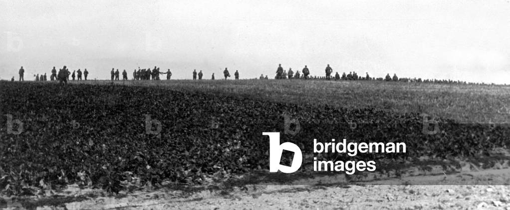 German infantry at the Weichsel river, 1939 (b/w photo)