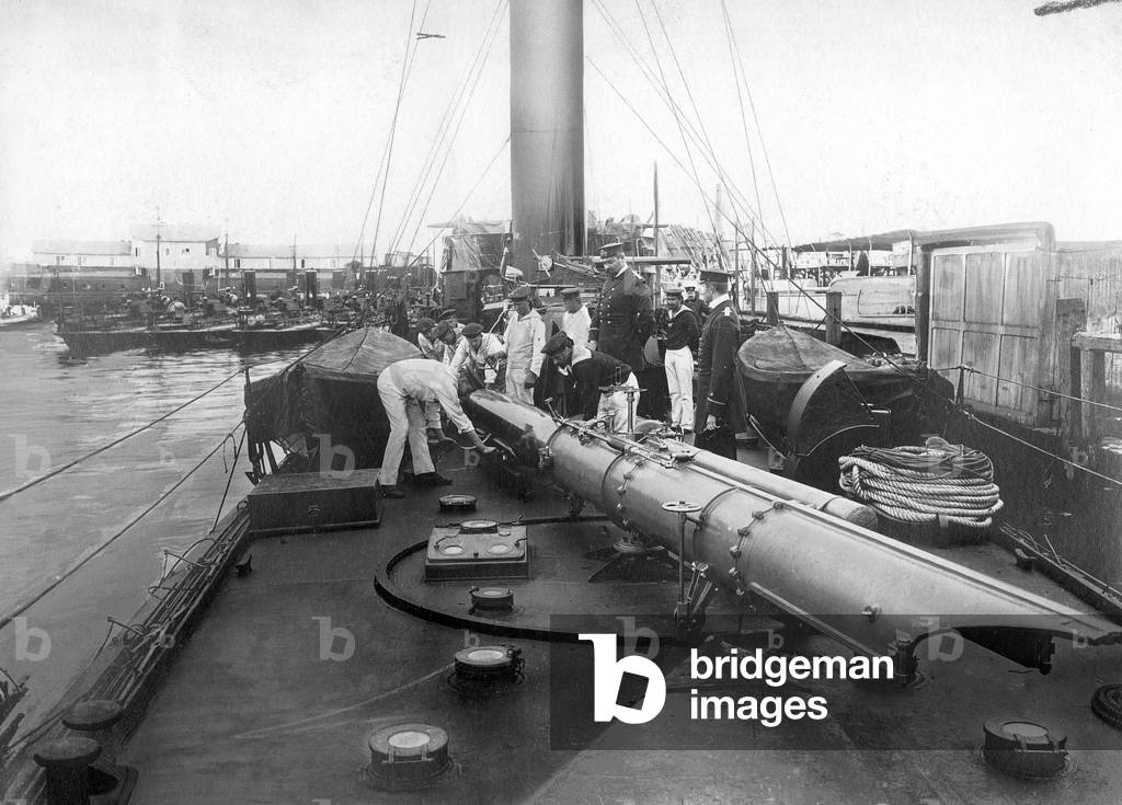German torpedo boat during the First World War (b/w photo)