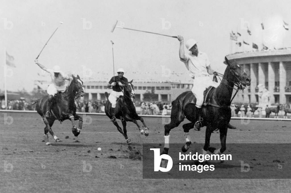 Final of the Polo at the 1936 Olympics (b/w photo)
