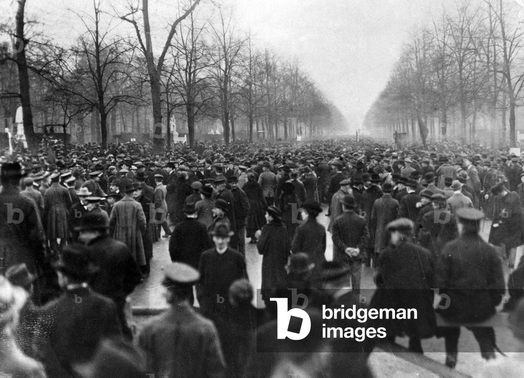 Mass demonstration during the Spartacus uprising in Berlin, 1919