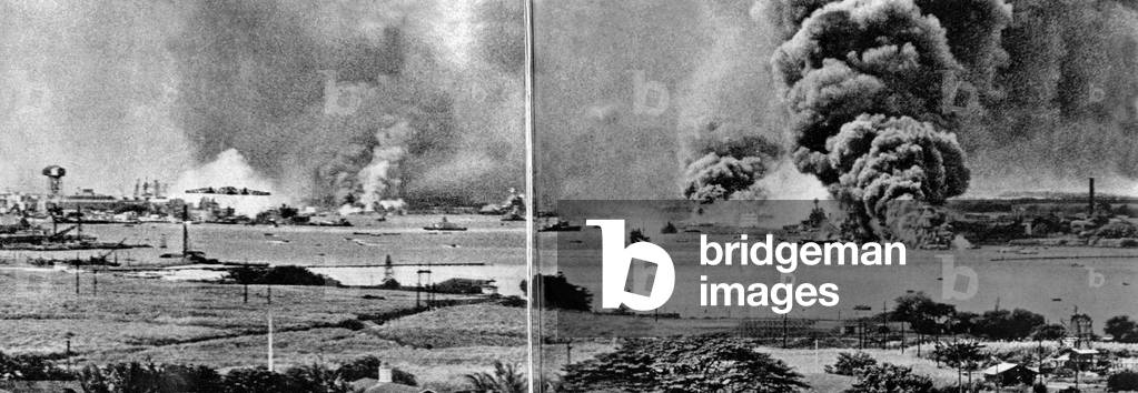 Japanese attack on Pearl Harbor, 1941 (b/w photo)