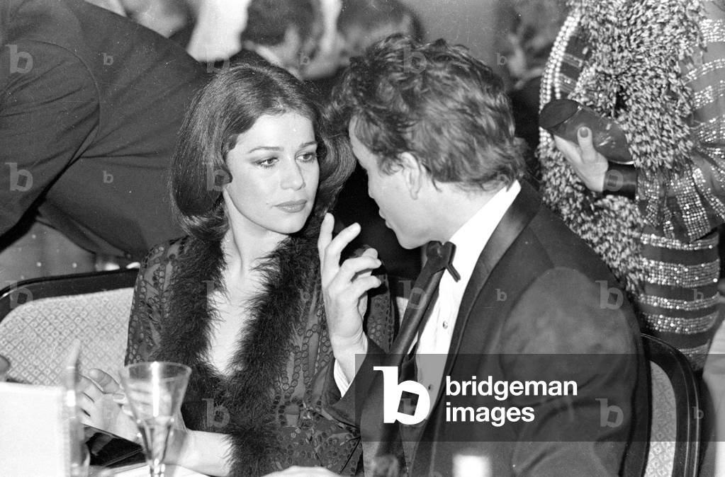 Hannelore Elsner and Horst Buchholz at the German Film Ball in Munich, 1974 (b/w photo)