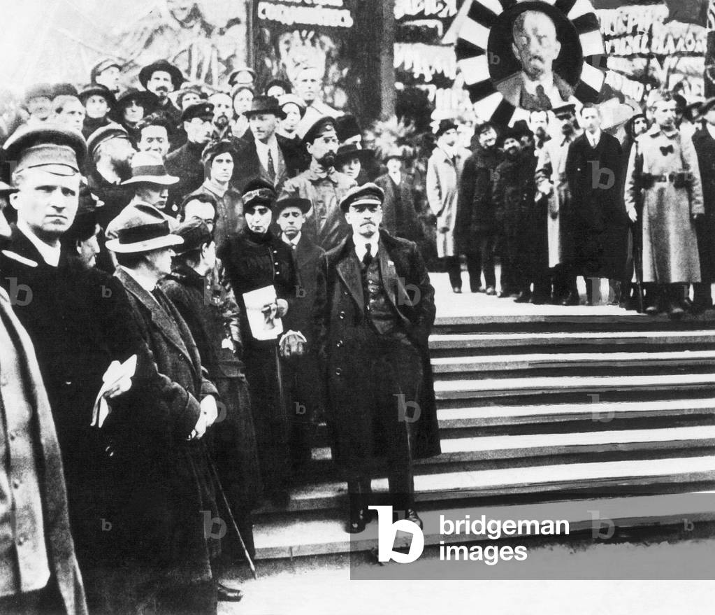 Vladimir Ilyich Lenin at the opening of a conference in Moscow (b/w photo)