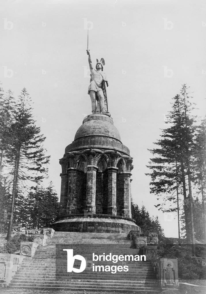 Hermann Monument in the Teutoburg Forest (b/w photo)