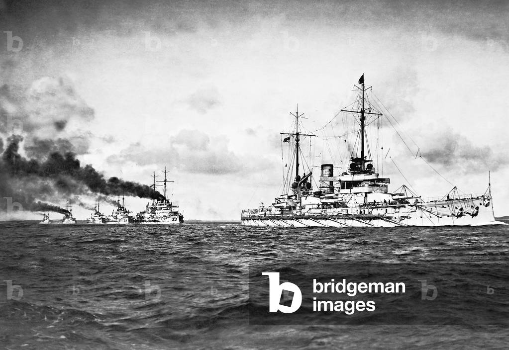 German warships on maneuvers, 1911 (b/w photo)