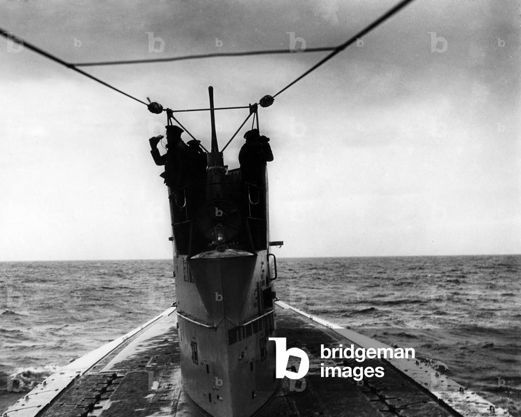 Tower of a German submarine in World War I (b/w photo)