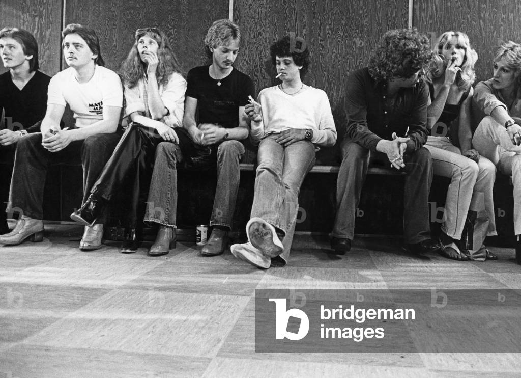 Group of teenagers, 1980-85 (b/w photo)