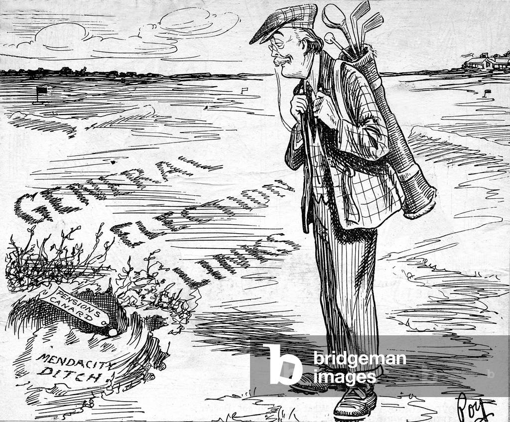 Caricature of Lord Balfour, 1909 (b/w photo)
