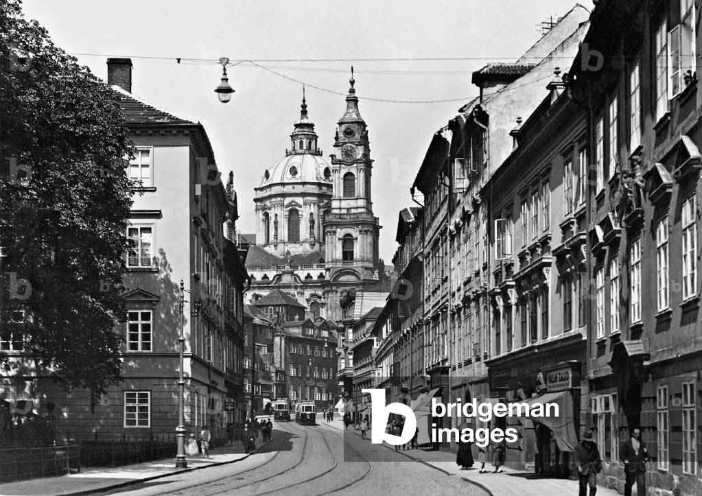 The St. Nicolas Church in Prague (b/w photo)