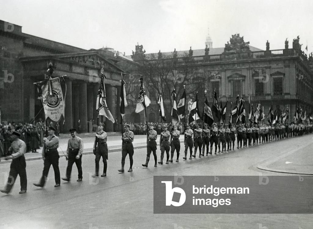 March-past of the flags delegation of the German National Organization in Berlin, 1932