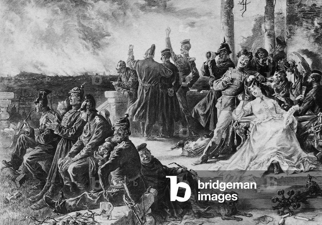 Anti-German postcard from the war of 1870-71 (b/w photo)