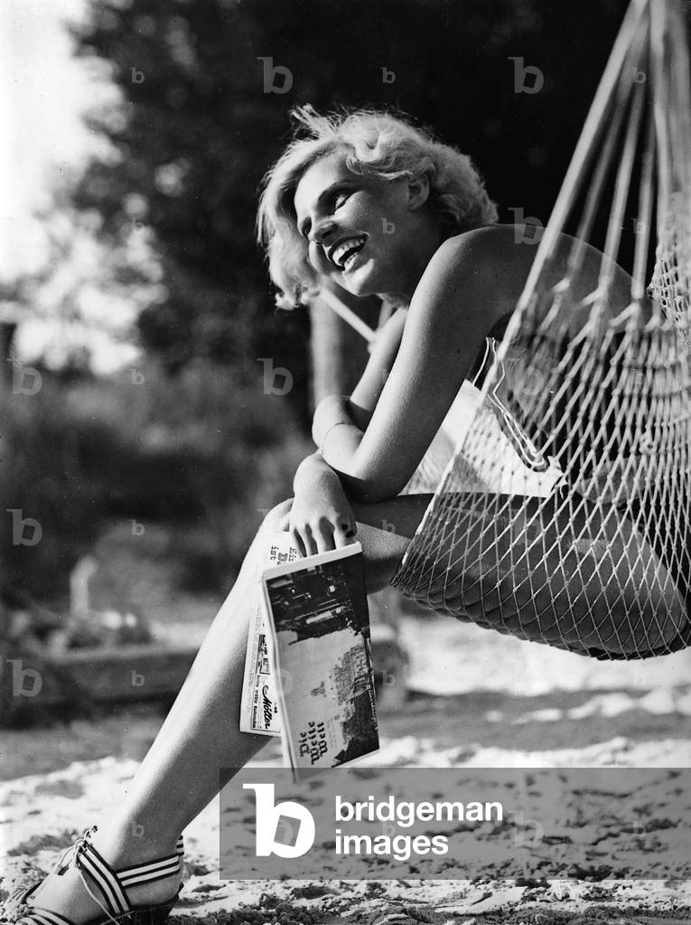 Woman on the beach, 1939 (b/w photo)