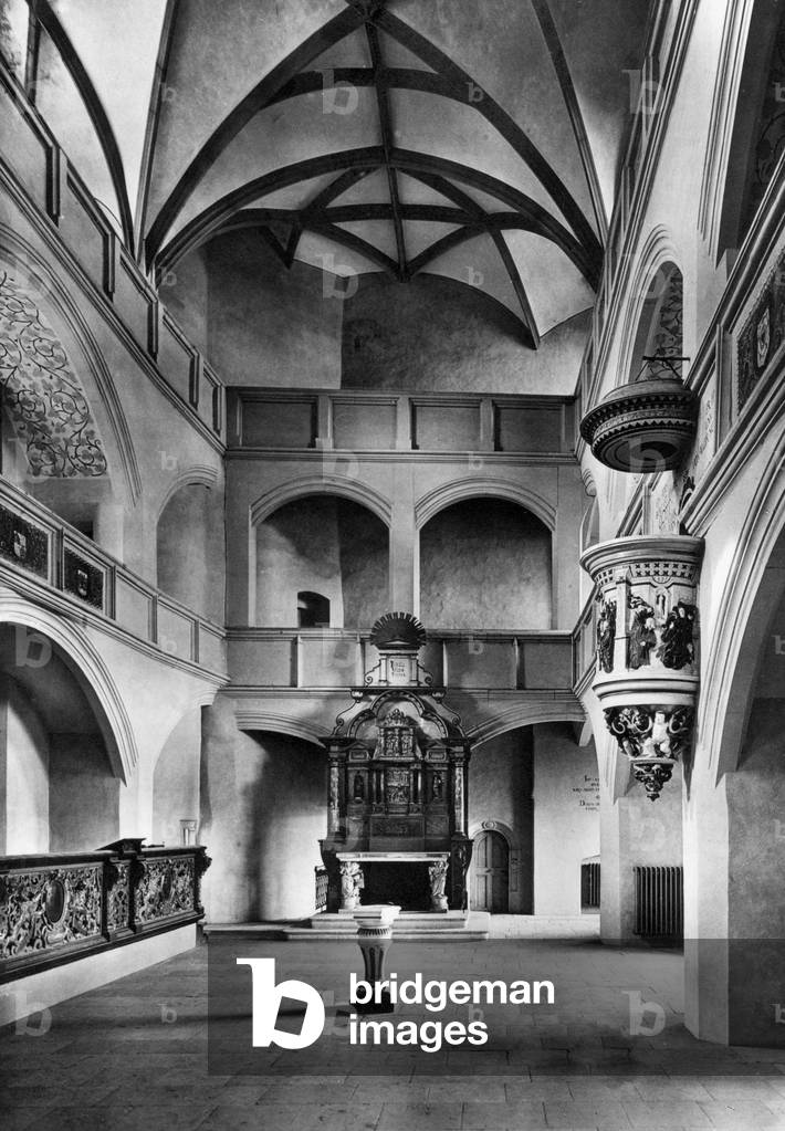 Interior of the Palace Chapel at Torgau, 1931 (b/w photo)
