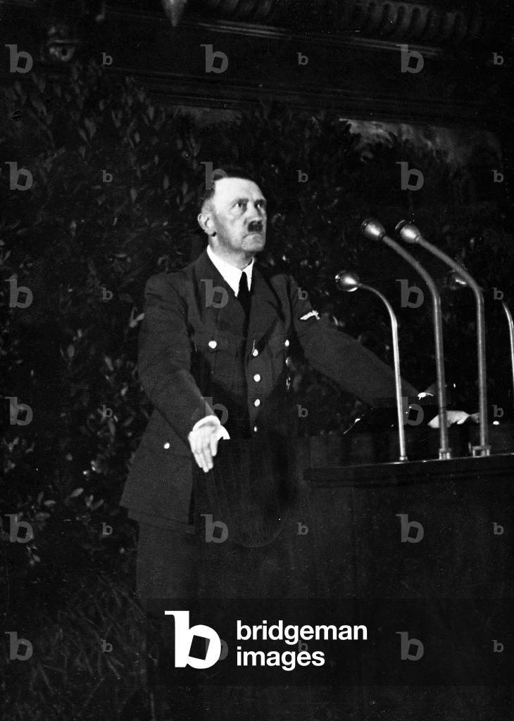 Hitler speaks in Gdansk (b/w photo)