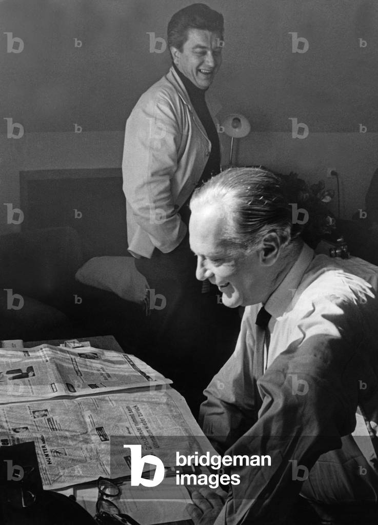 Hannes Obermaier and Curd Juergens (b/w photo)