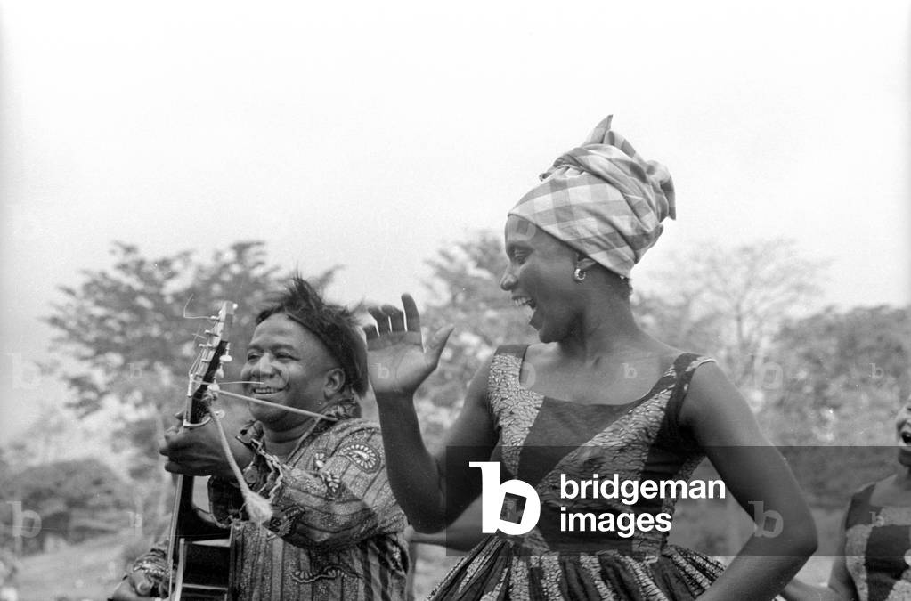 Musician in Sierra Leone, 1965 (b/w photo)