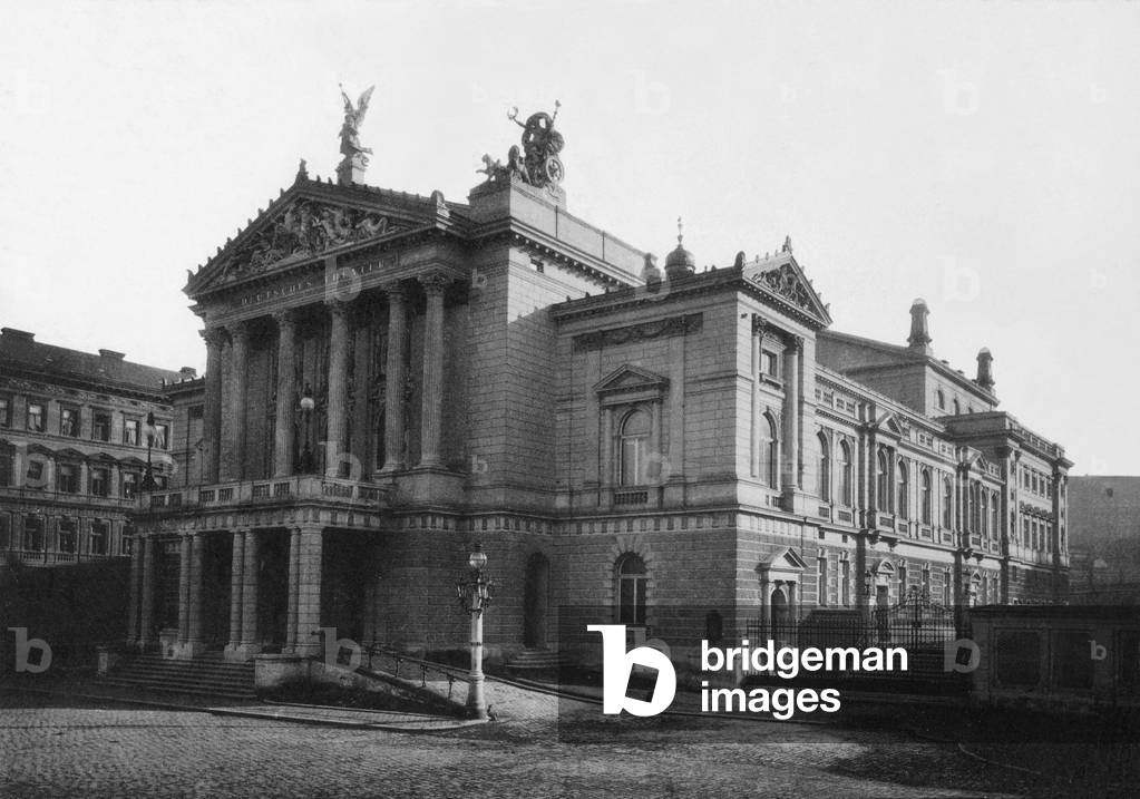 German theatre in Prague (b/w photo)