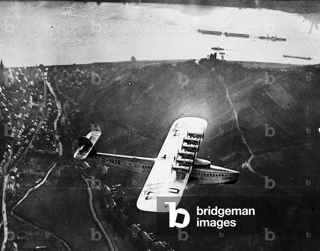 Dornier Do X seaplane over the Rhine, 1930 (b/w photo)