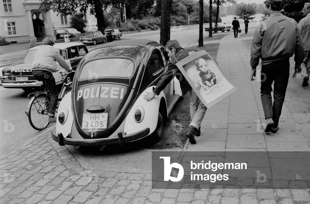 Protest march against the Biafran war, 1968 (b/w photo)