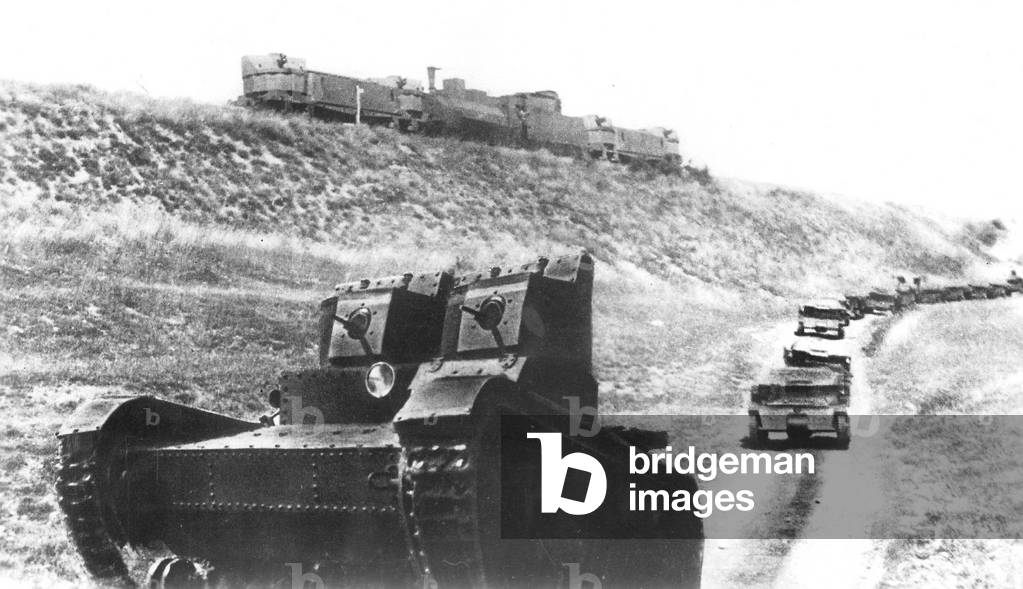 Red Army tank on maneuvers, 1936 (b/w photo)