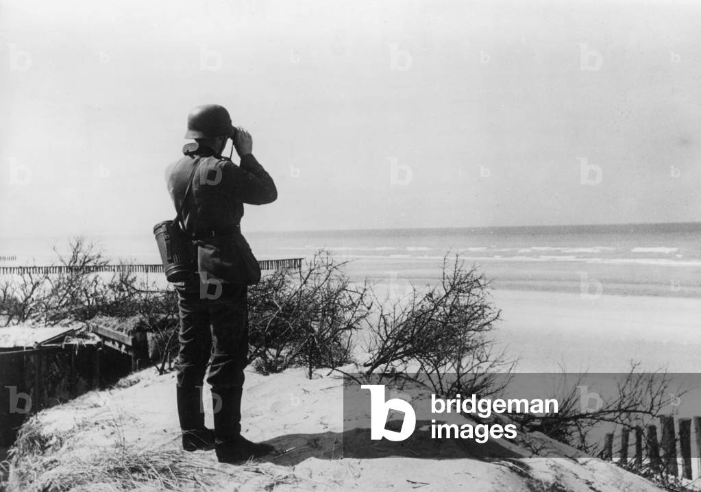 Observation post on the Atlantic Wall (b/w photo)