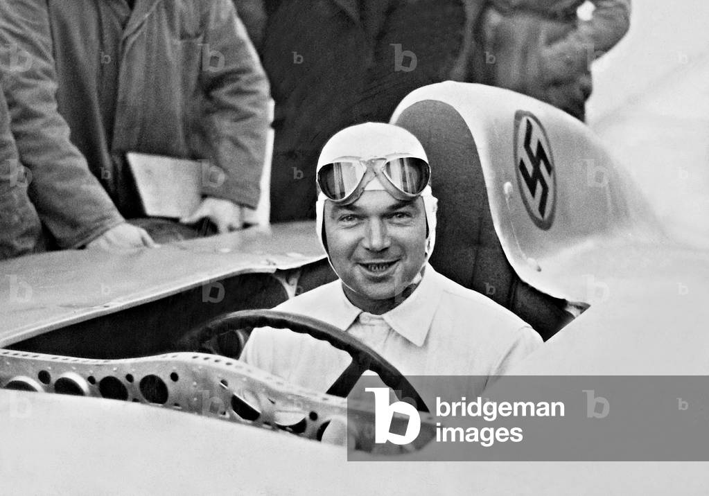 Rudolf Caracciola in the racing car, 1936 (b/w photo)