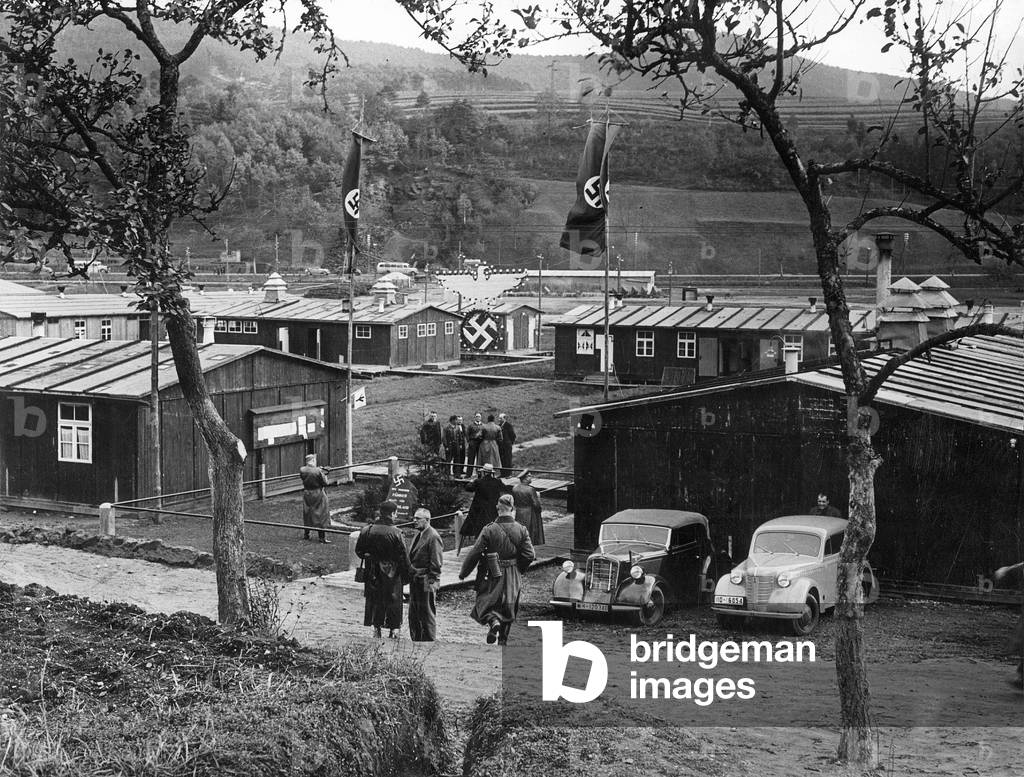 Quarters for workers building the Westwall, 1938 (b/w photo)