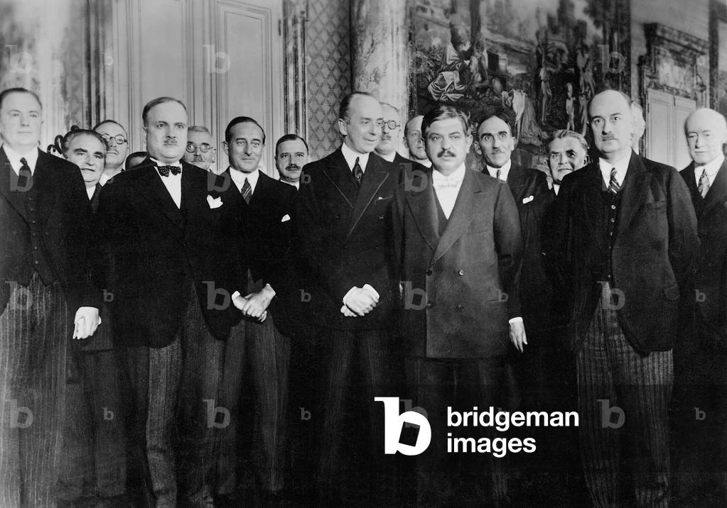Meeting of the German-French commission for economic cooperation, 1931 (b/w photo)