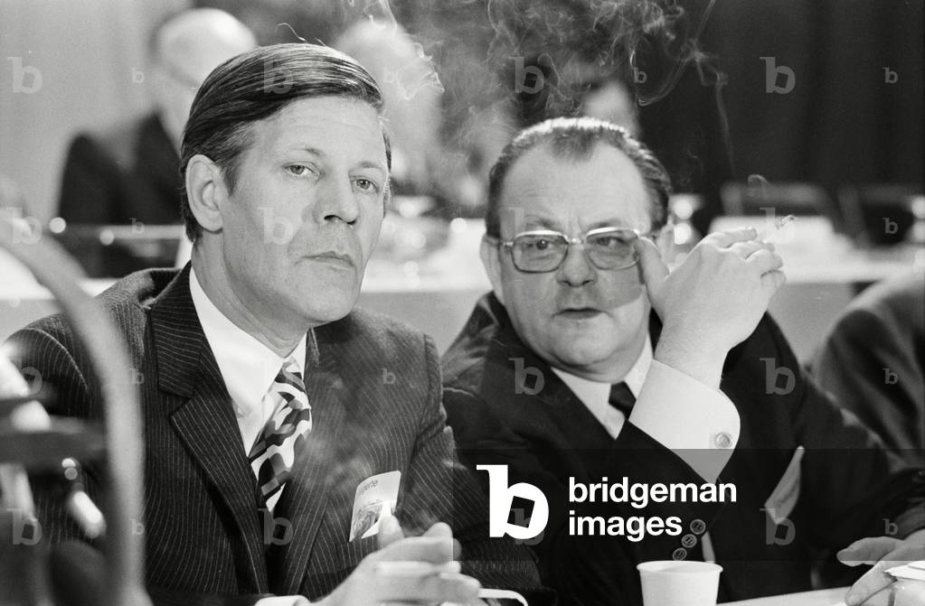 GERMAN Minister of Defence Helmut Schmidt during the Congress of the Socalist Party  (b/w photo)