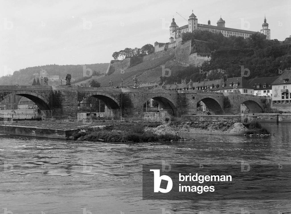 Marienberg Fortress in Wuerzburg, 1977 (b/w photo)