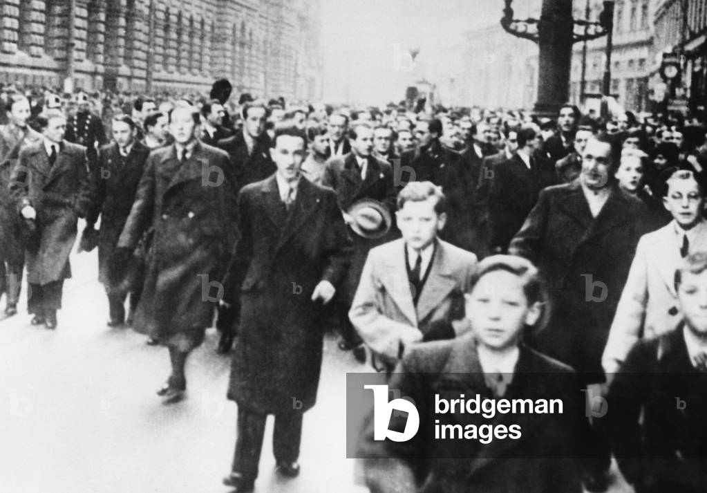 Student riots in Prague, around 1930