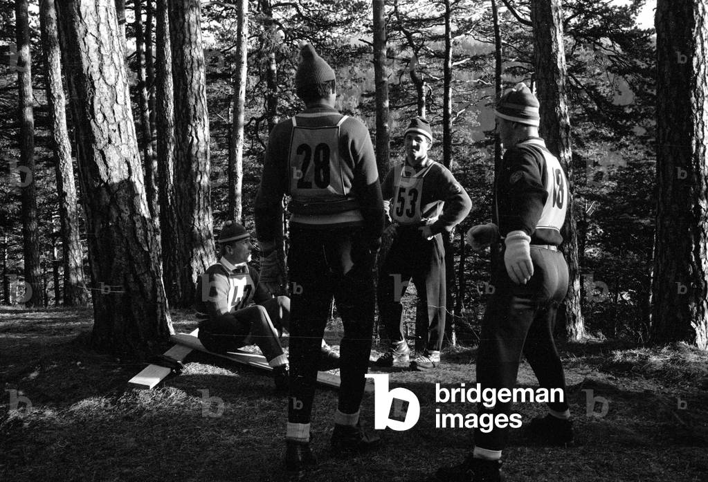 Four Hills Tournament 1963/64: individual jumping in Innsbruck, 1964 (b/w photo)