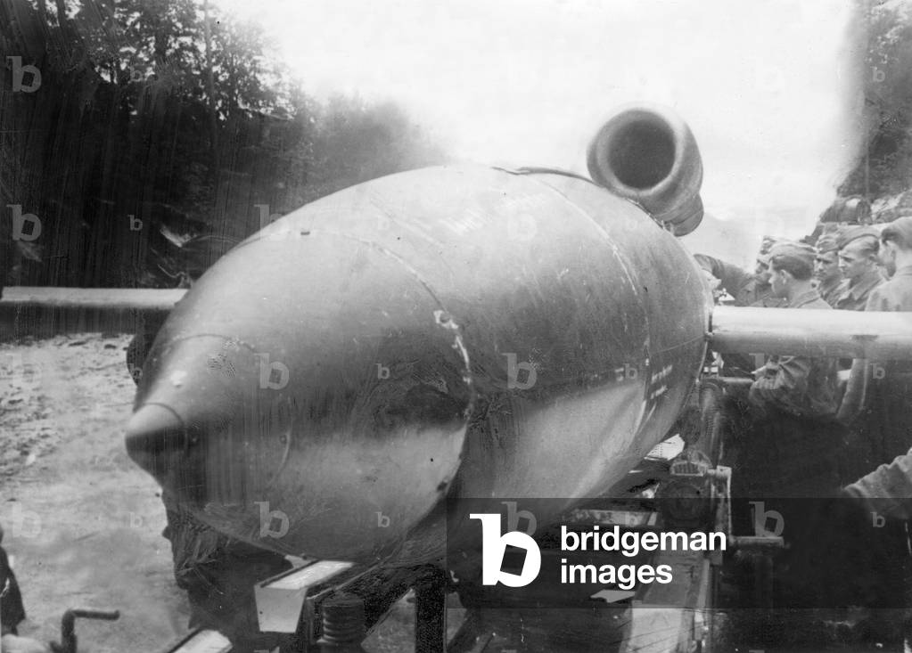 German V1 before the start (b/w photo)
