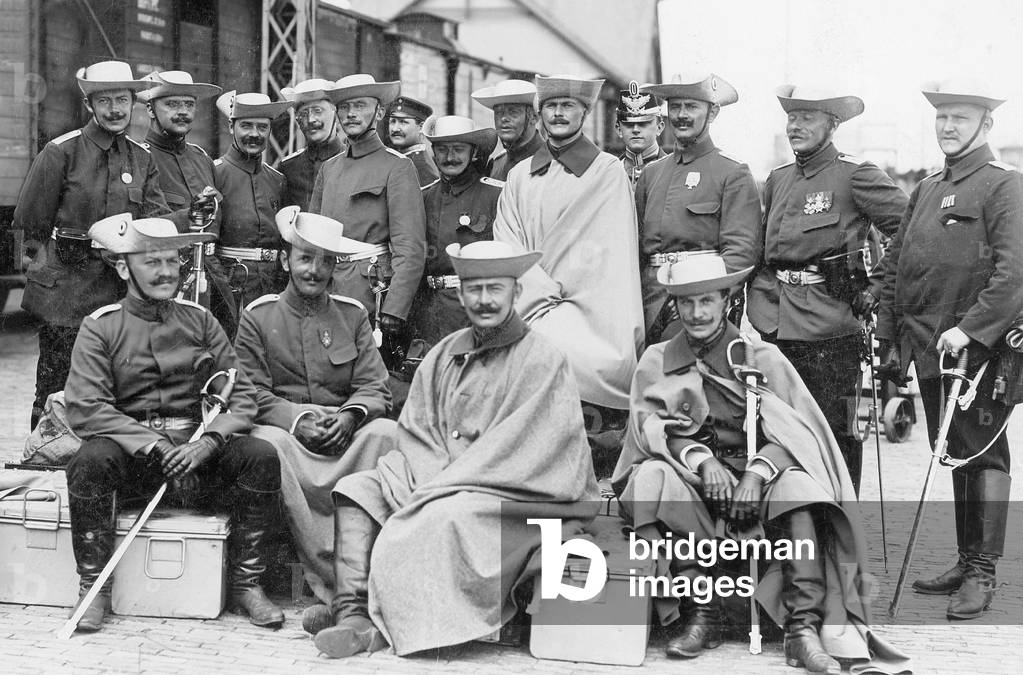 Officers of the 1st Infantry Regiment of East Asia, 1900 (b/w photo)