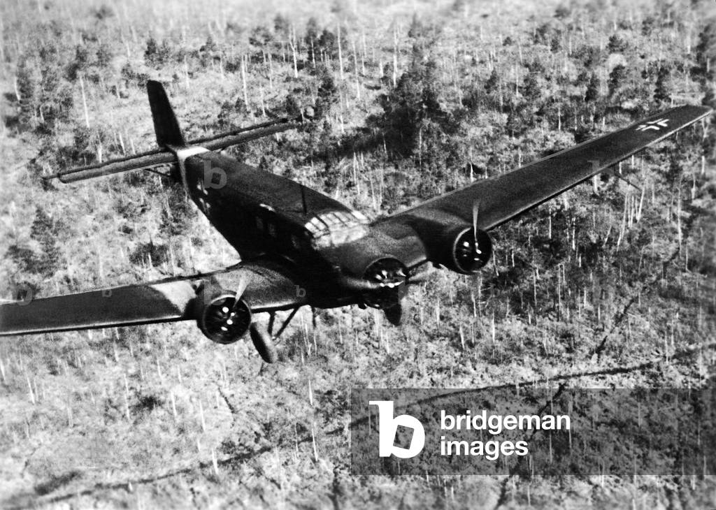 German transport airplane Junkers Ju 52 on the Easter front, 1942 (b/w photo)