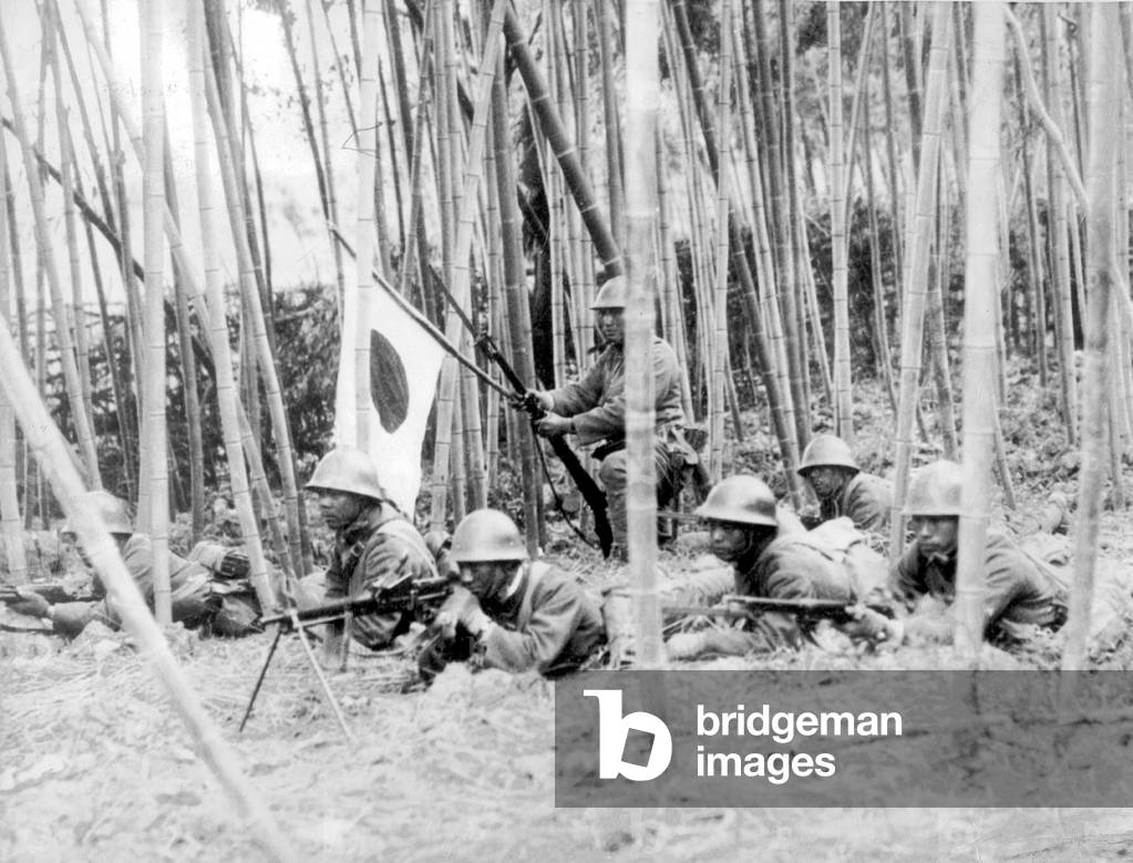 Japanese soldiers fighting in China, 1933 (b/w photo)