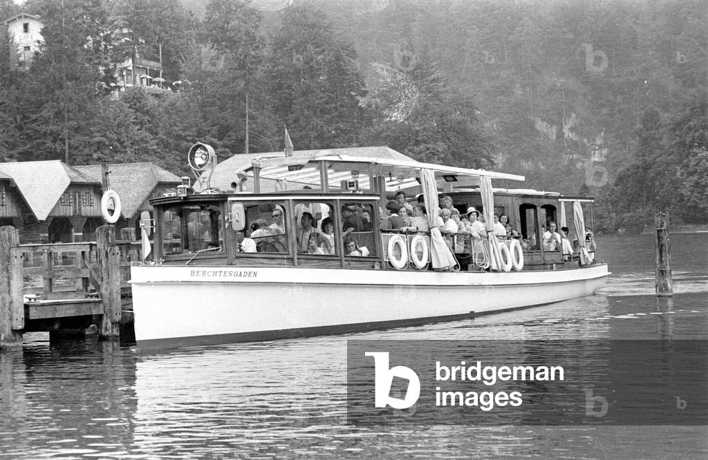 Tourists at the Koenigssee, 1971 (b/w photo)