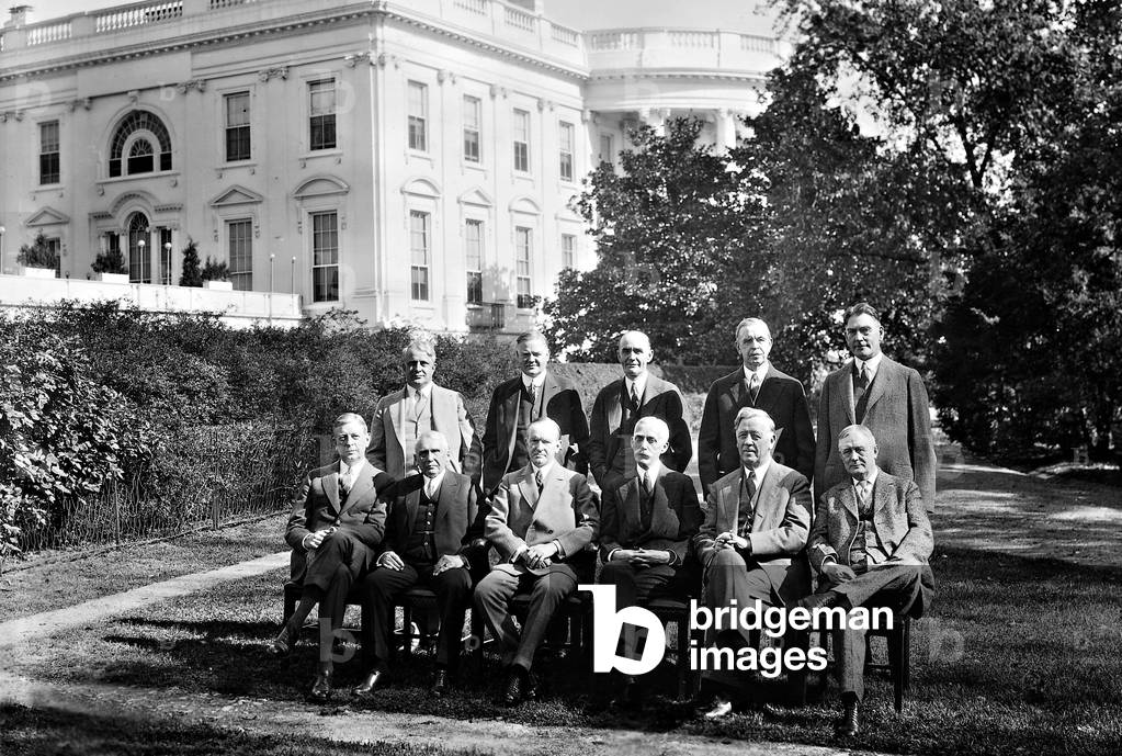 Calvin Coolidge and his cabinet, 1927 (b/w photo)