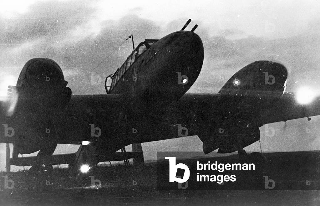 German night fighter Messerschmitt Me 110 (b/w photo)