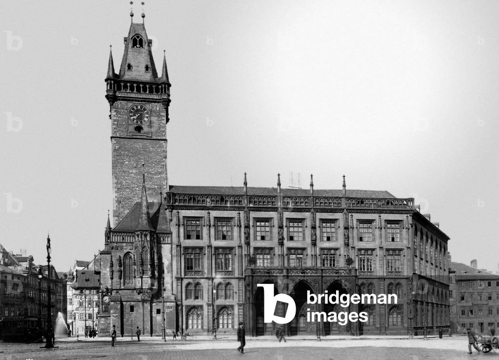 The City Hall in Prague (b/w photo)