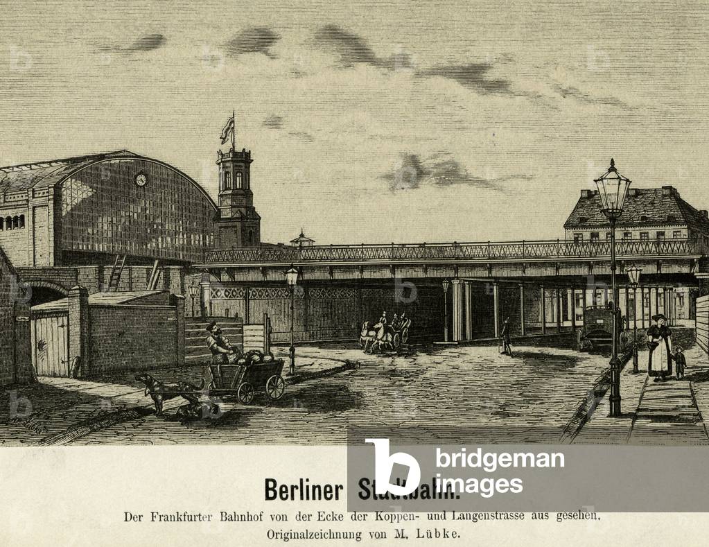 The Frankfurter railway station in Berlin, ca. 1900 (b/w photo)