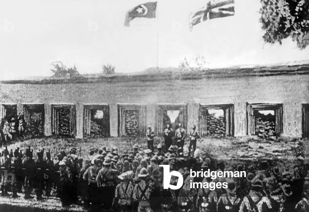 Memorial service for Charles Gordon in Khartoum, 1898 (b/w photo)