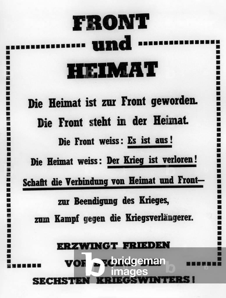 Allied leaflet calls for an end to the war