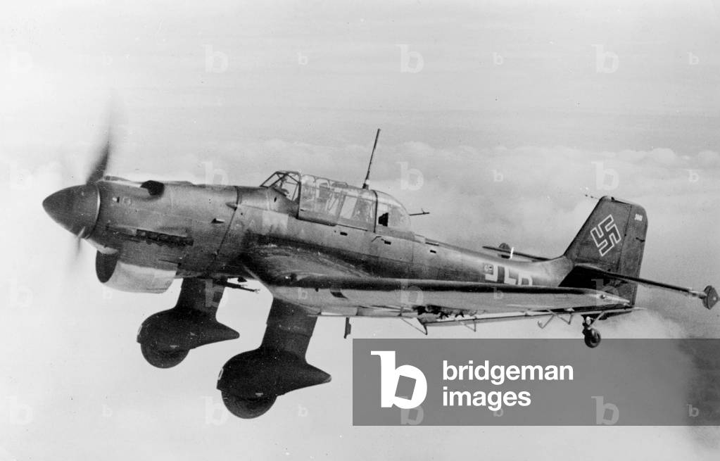 Junkers Ju-87D dive bomber, 1940 (b/w photo)