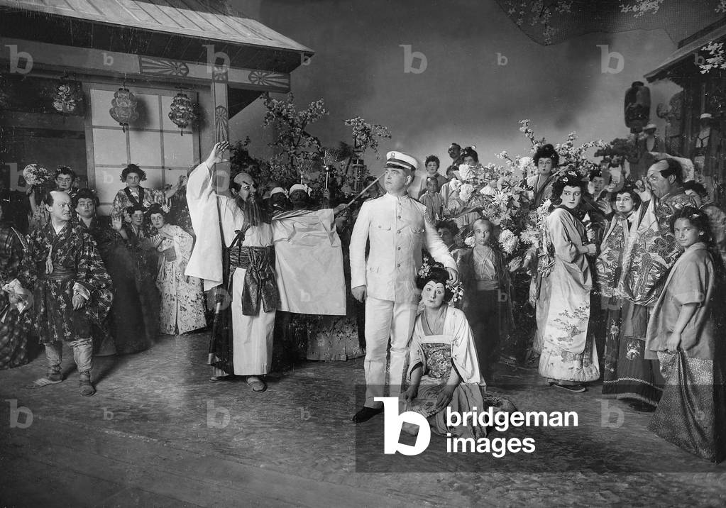 Performance of the opera 'Madame Butterfly' in Berlin, 1907 (b/w photo)