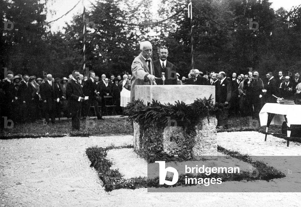 Richard Strauss at the groundbreaking ceremony of the Festspielhaus in Salzburg, 1912 (b/w photo)