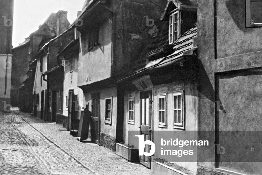 The Golden Lane at the bailey of Hradcany in Prague, 1936 (b/w photo)