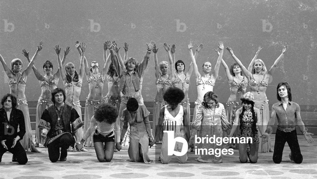 Band in the TV show 3x9, 1971 (b/w photo)